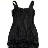 Solid Color Mesh Patchwork Mini Dress CYA-901545