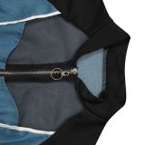 Denim Patchwork Sport Jacket Pants Suit AIL-302