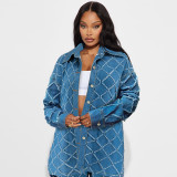 Plaid Print Long Sleeve Loose Pants Suit GDAM-218571