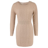 Long Sleeve Solid Color Sweater Dress GDAM-1011
