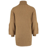 Solid Color High Collar Sweater Dress GDAM-7187