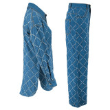 Plaid Print Long Sleeve Loose Pants Suit GDAM-218571
