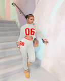 Long Sleeve Letter Print Sweater Pants Suit MEM-88615