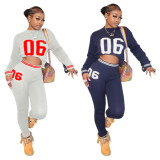Long Sleeve Letter Print Sweater Pants Suit MEM-88615