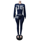 Long Sleeve Letter Print Sweater Pants Suit MEM-88615