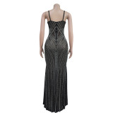 Sexy Hot Drill Sleeveless Sling Maxi Dress BY-7153