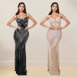 Sexy Hot Drill Sleeveless Sling Maxi Dress BY-7153