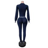 Long Sleeve Letter Print Sweater Pants Suit MEM-88615