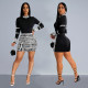 Hot Drill Long Sleeve Midi Dress BY-7138