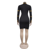 Hot Drill Long Sleeve Midi Dress BY-7138