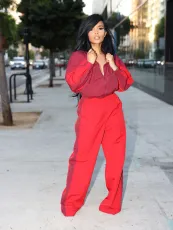 Long Sleeve Zipper Patchwork Pants Suit MIL-120