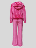 Velour Zipper Hoodies Loose Pants Suit MIL-122