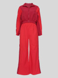 Long Sleeve Zipper Patchwork Pants Suit MIL-120