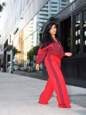 Long Sleeve Zipper Patchwork Pants Suit MIL-120