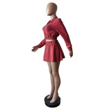 Solid Color Jacket And Skirts Two Piece Set MEM-88612
