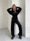 Hooded Zipper Sport Velour Jacket Pants Set MIL-116