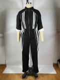Stand-up Collar Zipper Jumpsuit TE-4728