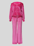 Velour Zipper Hoodies Loose Pants Suit MIL-122
