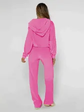 Velour Zipper Hoodies Loose Pants Suit MIL-122