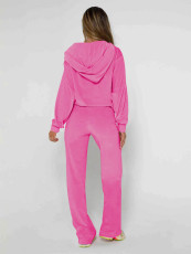Velour Zipper Hoodies Loose Pants Suit MIL-122