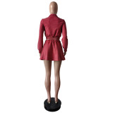 Solid Color Jacket And Skirts Two Piece Set MEM-88612