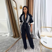Stand-up Collar Zipper Jumpsuit TE-4728