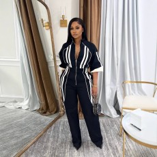 Stand-up Collar Zipper Jumpsuit TE-4728