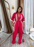 Stand-up Collar Zipper Jumpsuit TE-4728