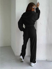 Hooded Zipper Sport Velour Jacket Pants Set MIL-116