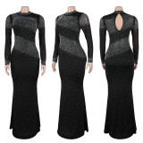 Plus Size Hot Drill See Through Maxi Dress NY-3352
