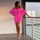 Plus Size One Shoulder Feather Slim Mini Dress NY-3323