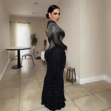 Plus Size Hot Drill See Through Maxi Dress NY-3352