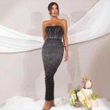 Plus Size Hot Drill Tube Tops Maxi Dress NY-3353