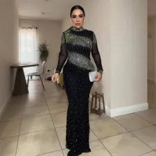 Plus Size Hot Drill See Through Maxi Dress NY-3352