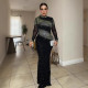 Plus Size Hot Drill See Through Maxi Dress NY-3352