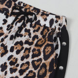 Plus Size Leopard Print Long Sleeve Pants Suit NY-10958