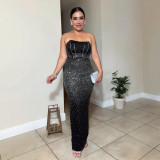 Plus Size Hot Drill Tube Tops Maxi Dress NY-3353