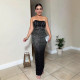 Plus Size Hot Drill Tube Tops Maxi Dress NY-3353