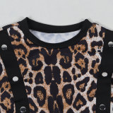 Plus Size Leopard Print Long Sleeve Pants Suit NY-10958