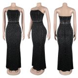 Plus Size Hot Drill Tube Tops Maxi Dress NY-3353