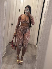 Pre Order: About 7 work days shipping Leopard Print Sexy Mesh Seven-point Pants Suit YUEM-700720