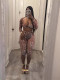Pre Order: About 7 work days shipping Leopard Print Sexy Mesh Seven-point Pants Suit YUEM-700720