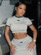 Short Sleeve Crop Tops And Long Skirt 2 Piece Set GFTF-8803