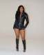 PU Leather Long Sleeve Zipper Short Suit MEM-88619