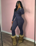 Long Sleeve Zipper Flare Pants 2 Piece Set MEM-88618
