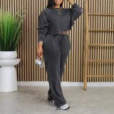 Solid Color Long Sleeve Sport Pants Suit AIL-294
