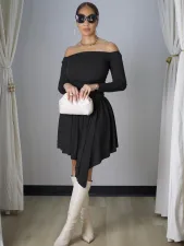 One Shoulder Irregular Midi Dress YH-5362