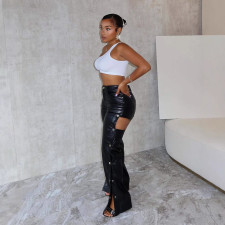 Fashion Slim Hollow Out PU Leather Pants GSMJ-6979