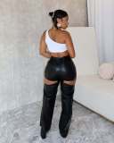 Fashion Slim Hollow Out PU Leather Pants GSMJ-6979
