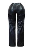 Fashion Slim Hollow Out PU Leather Pants GSMJ-6979